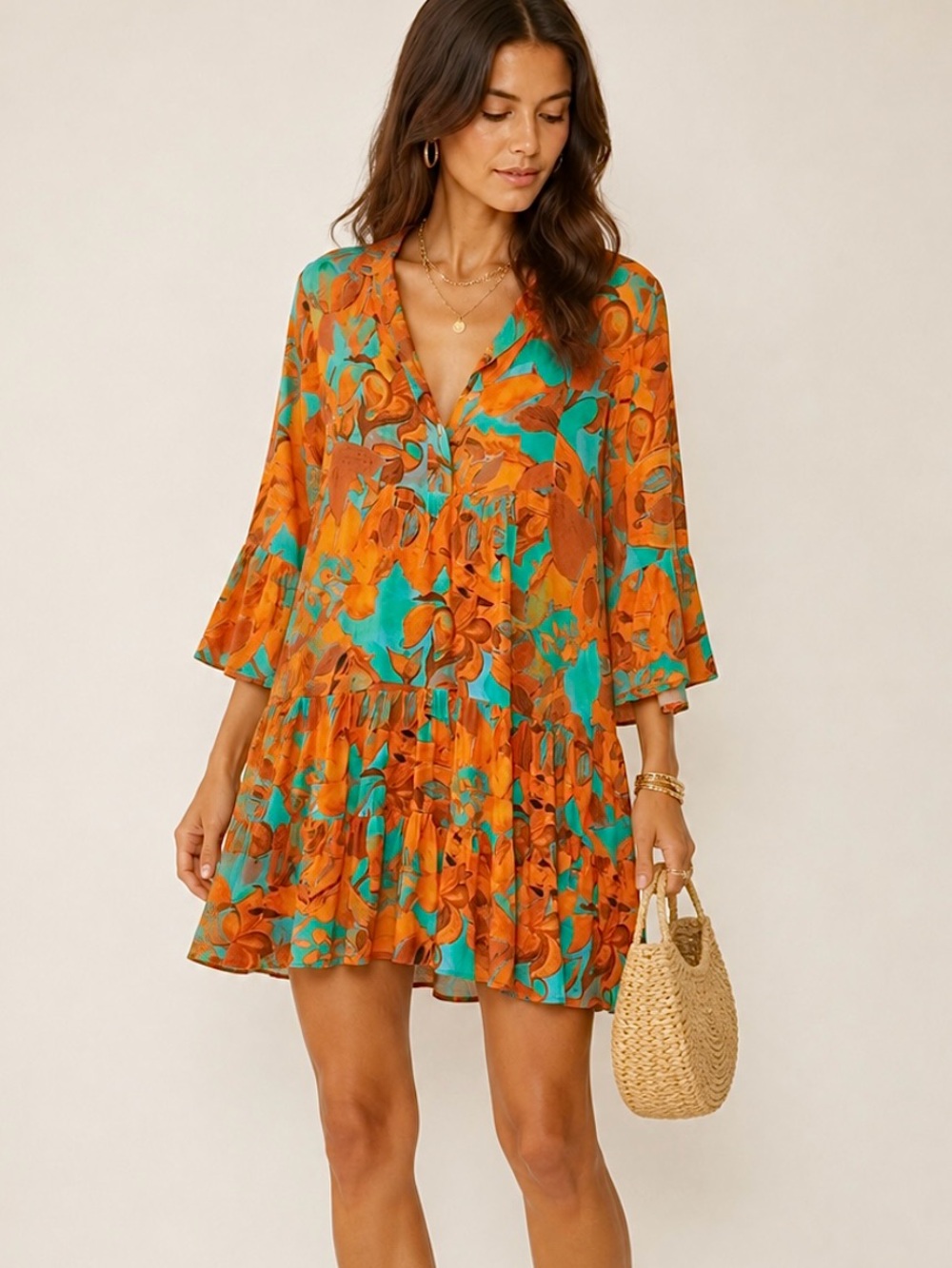 Last Queen Paris Floral Viscose Flowy Mini Dress